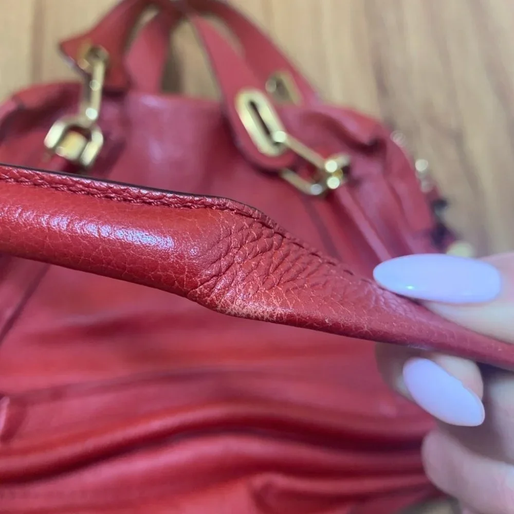 Chloé Paraty Shoulder Red Leather Bag